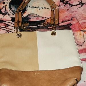 Calvin Klein Two-Tone Tan and White Tote